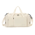 Dettaglio della borsa da viaggio con scomparto scarpe separato e tessuto impermeabile - Beige