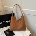 Vintage braune geflochtene Tragetasche im Hobo-Stil mit großem Fassungsvermögen Dekor - Braun