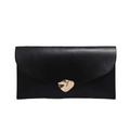 Elegante borsa a busta nera con fibbia metallica dorata effetto stropicciato di classe - Nero