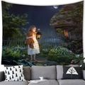 Fantasy forest tapestry with girl and lantern wall hanging for cozy home decor - 15 / 100x70(Peach Skin)