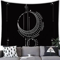 Constellation wall tapestry with celestial moon patterns displayed above a sofa - Moon and Stars Minimalist (24) / 100x70cm (Peach Skin Fabric)