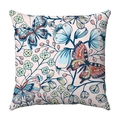 Short plush square cushion cover with floral watercolor butterflies on soft pink - Light Pink Background Colorful Butterflies (17)