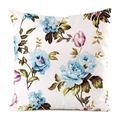 Kissenbezug aus Seidenimitat mit floralem Print aus blauen Rosen und rosa Tulpen - Mehrfarbiger Blumenstil (1)