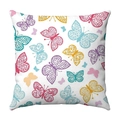 Short plush cushion cover featuring colorful watercolor butterfly prints on white fabric - Full-print Colorful Textured Butterflies (19)