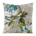 Dettaglio della federa in seta con peonia vintage ad acquerello e tipografia artistica decorativa - Stile Peonia Pittura a Olio Grigio (4) / Quadrato