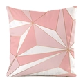 Macro detail of geometric patterns with pink tones and gold lines on faux silk cushion - Pink Geometric Style 11