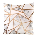 Detail of faux silk cushion cover with marble texture and geometric rose gold lines - Rose Gold Cross Style 9
