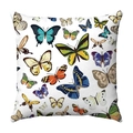 Short plush cushion cover featuring colorful watercolor butterfly and floral pattern - Blue Green and Purple Full-print Butterflies (20)