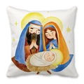 Housse de coussin en peau de pêche avec motif aquarelle de la scène de la Nativité - Style Aquarelle Sainte Famille (18)