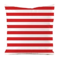 Detail of red and white striped faux silk cushion cover with high quality stitching - Red And White Classic Tiled Horizontal Stripes (20)
