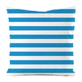 Macro detail of sky blue and white striped silk texture on square decorative pillow cover - Sky Blue And White Equal Width Horizontal Stripes (19)