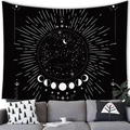 Bohemian tapestry featuring sun moon and star pattern in black and white finish - 150x100cm / Moon Phase Starry Sky Style (6) / Peach Skin