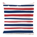 Detail showing the brush-painted stripe texture on a nautical silk cushion cover - American Nautical Style Tricolor Stripes (15)