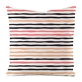Macro shot of faux silk cushion cover showing striped texture and seamless stitching - Nordic Hand-painted Horizontal Stripes (11)