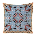 Macro detail of geometric floral faux silk cushion cover with blue Persian patterns - 45x45cm / Style 20-Persian Floral Pattern