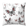 Square cushion cover with modern black and red artistic butterfly print design - Black White and Red Art Butterflies (22)