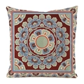 Detailed pattern of colorful mandala art on square satin decorative cushion cover - 45x45cm / Style 17-Dunhuang Mural Style
