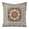 Close-up of Persian mandala pattern on square cushion cover with ethnic floral textures - 45x45cm / Style 15-Vintage Red Blue Persian