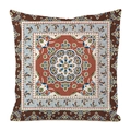 Close-up of bohemian kaleidoscope pattern on high-quality faux silk cushion cover - 45x45cm / Style 14-Brick Red Blue Kaleidoscope