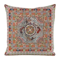 Detailed view of traditional ethnic mandala pattern and thick texture on square cushion cover - 45x45cm / Style 13-Dunhuang Apsaras Mandala