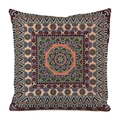 Detail of bohemian mandala pattern with orange and blue hues on silk-like pillow cover - 45x45cm / Style 11-Orange Green Blue Ethnic Art