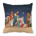 Housse de coussin en peau de pêche style ethnique avec scène de nativité et rois mages - Style Illustration Sainte Famille et Rois Mages (20)