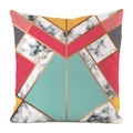 Kissenhülle aus Kunstseide mit Marmortextur und geometrischen Goldlinien - Geometrischer Spleißstil 1