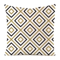 Detail of square pillowcase featuring geometric diamond pattern in black and gold silk fabric - Classic Black Gold White Diamond Print (21)