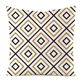 Close-up of geometric diamond pattern on faux silk square sofa cushion cover fabric - Modern Black White Gold Diamond Nesting (20)