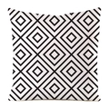 Detailed close-up of diamond geometric pattern on luxury faux silk cushion cover - Black White Geometric Diamond Grid (19)