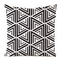 Detail of the geometric triangular pattern on a black and white faux silk pillow cover - Black White Honeycomb 3D Triangle Pattern (18)