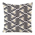 Macro detail of geometric triangle patterns on luxury faux silk sofa cushion cover - Minimalist Nested Black Gold Triangle (17)