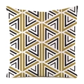 Close-up of geometric triangle pattern on luxury faux silk cushion cover in gold and black - Art Deco Geometric Triangle Pattern (16)