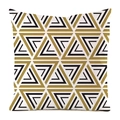 Detailed view of modern geometric triangle pattern on faux silk square pillowcase - Black Gold White Nested Triangles Pattern (15)