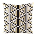 Close-up of geometric triangle pattern on luxury silk texture sofa cushion cover - Black Gold White Repeat Geometric Triangle (14)