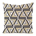Close-up of geometric triangle pattern and silk texture on modern sofa cushion cover - Black Gold White Modern Isosceles Triangle (13)