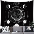 Rectangular black and white tapestry with celestial sun and moon patterns for wall decor - Astronomical Moon Phase (3) / 100x70cm (Peach Skin Fabric)