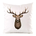 Detailed close-up of a square cushion cover with geometric reindeer head pattern print - 45x45cm / Geometric Polygon Deer Head (5)
