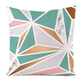Kissenbezug aus Kunstseide mit geometrischem Mint, Rosa und Marmor Dreiecksmuster - Minzgrüner Marmorstil 3