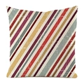 Faux silk pillow cover with colorful retro diagonal stripes in red, purple and beige - Multicolor Vintage Diagonal Stripes (2)
