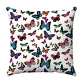 Square plush throw pillow cover featuring a colorful watercolor butterfly print pattern - Lively and Bright Colorful Butterflies (26)