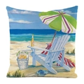 Detail of beach chair watercolor print on silk-like decorative sofa cushion cover - Ice Bucket & Beach Chair (11)