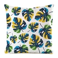 Detail of tropical monstera leaf print on white decorative sofa pillowcase - 18x18 Inch / White Artistic Monstera (Style 14)