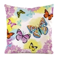 Makroaufnahme von Dekokissen aus Kunstseide mit lebhaften Schmetterlingsmotiven - 45x45 cm / Realistischer Blumenstil 12 (12)