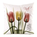 Housse de coussin carrée blanche avec tulipes colorées et motif texte Faith - Style Foi Tulipe Multicolore / 45x45cm