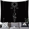 Celestial tapestry with sun moon planets pattern over a sofa in a modern room - Axisymmetric Planet Layout (8) / 100x70cm (Peach Skin Fabric)