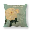 Linen pillow cover featuring white peony flowers and green leaves on a light teal background - 45x45cm / White Peony Style (1)