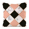 Quadratischer Kissenbezug mit geometrischem Pink-Schwarz-Marmor-Muster und Goldlinien - Schwarz Pink Marmor Kontrast (3)