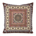Bohemian style square cushion cover with red and green ethnic geometric patterns - Style 9-Cinnabar Red Vintage Green