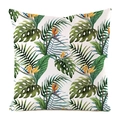 Tropical monstera and bird of paradise print faux silk square cushion cover - 18x18 Inch / Tropical Plant Bird of Paradise (Style 1)